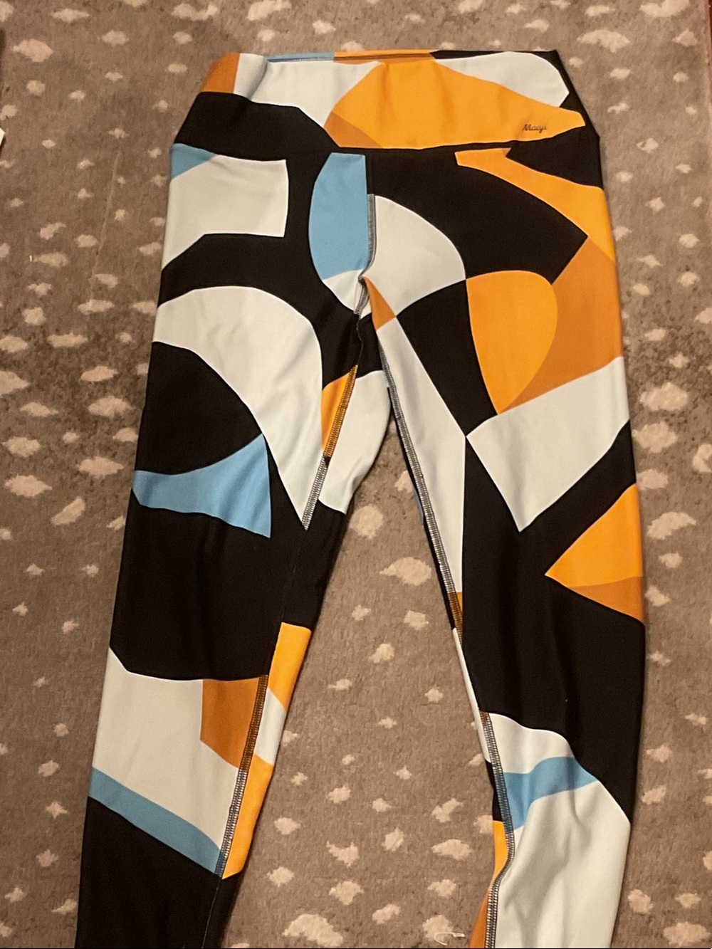 Maaji Bold Abstract Print Leggings - Black, Orange, Light Blue, White
